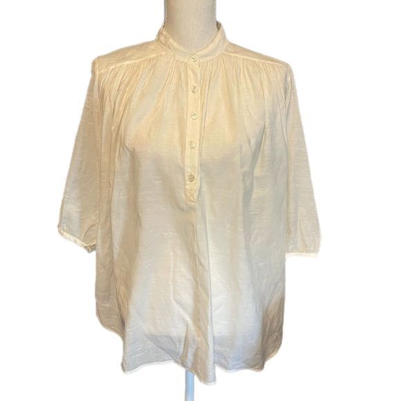 REBECCA MINKOFF Women's Small 3/4 Sleeves Modal Blend Top Blouse Cream Loose Fit - Picture 3 of 12